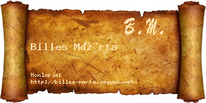Billes Márta névjegykártya